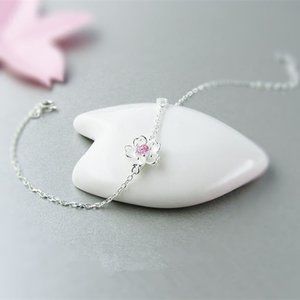 Lavender Flower Silver Bracelet S925